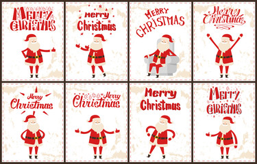 Santa Claus Stickers Set Cartoon Characters Grunge