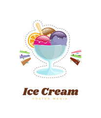 Ice cream, vector illustration. Color poster. Menu illustration.
