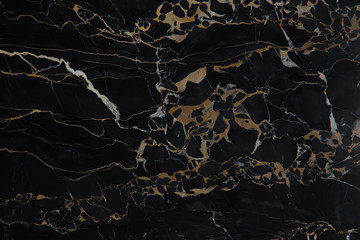 Elite and expensive black polished marble with yellow veins Nero Portoro