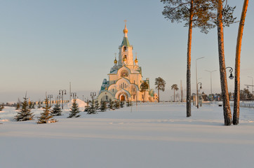 Naklejka premium Cathedral of Holy Martyr Tatiana Kogalym, Khanty-Mansi Autonomous region, Russia
