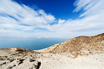 Fototapeta na wymiar View of Dead Sea coastline at day time