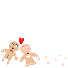 Man and woman cookies cartoon lover character confetti happiness concept abstract background vector illustration