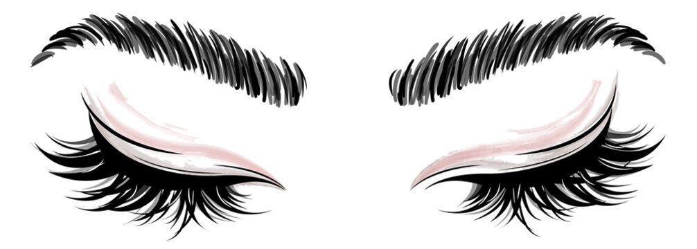 Illustration Of Eye Makeup And Brow On White Background