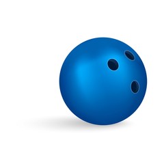 Blue bowling ball icon. Realistic illustration of blue bowling ball vector icon for web design isolated on white background
