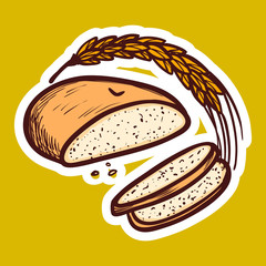 Wheat bread icon. Hand drawn illustration of wheat bread vector icon for web design