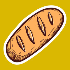 Loaf of bread icon. Hand drawn illustration of loaf of bread vector icon for web design