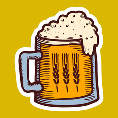 Mug of wheat beer icon. Hand drawn illustration of mug of wheat beer vector icon for web design