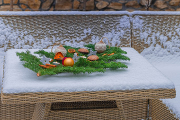 decoration for advent in the snow