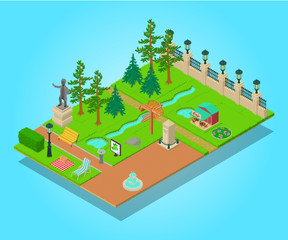 Parkland concept banner. Isometric banner of parkland vector concept for web, giftcard and postcard