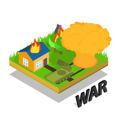 War concept banner. Isometric banner of war vector concept for web, giftcard and postcard