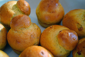 Freshly baked French brioches pastries