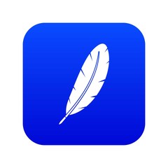 Feather pen icon digital blue for any design isolated on white vector illustration