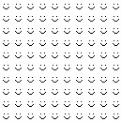 Seamless pattern with smile icons. Pixel art.