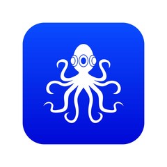 Octopus icon digital blue for any design isolated on white vector illustration
