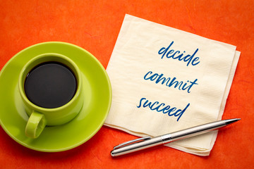 decide, commit, succeed word abstract