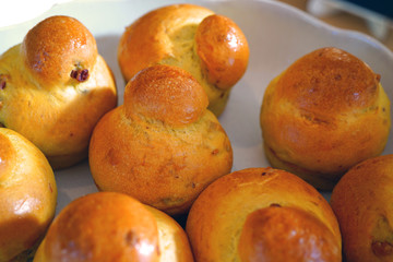 Freshly baked French brioches pastries