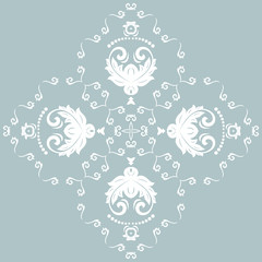 Elegant white ornament in classic style. Abstract traditional pattern with oriental elements. Classic vintage pattern