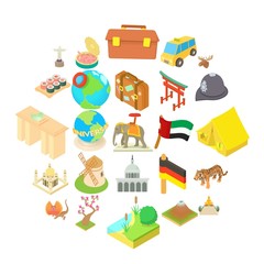 Holiday attraction icons set. Cartoon set of 25 holiday attraction vector icons for web isolated on white background