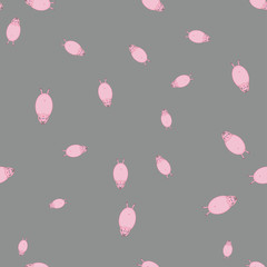 Seamless pattern with pigs in funny poses color