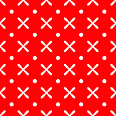 Cross seamless patten background, vector endless geometric pattern. Red and white colors, Christmas motives