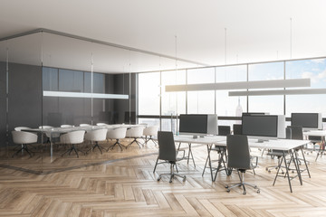 Bright glass office interior