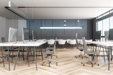 Minimalistic glass office interior