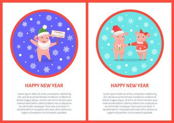 Fototapeta na wymiar New Year, Pig in Santa Costume, Zodiac Animals