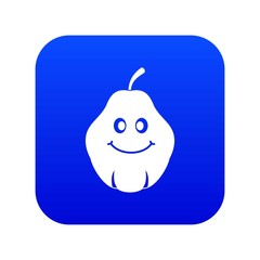 Smiling quince fruit icon digital blue for any design isolated on white vector illustration