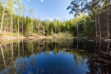 Obraz premium lakeside beach details with sand, rocks and blur background