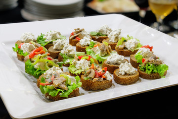 Sandwiches on the white plate