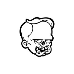 Cute zombie head line art. Isolated vector illustration.