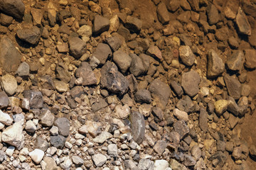 lakeside beach details with sand, rocks and blur background