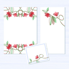 Template. Flowers on a white background. Invitation to the wedding. Congratulations Happy Birthday, Valentine's Day. Card for anniversary. Set.