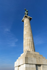 The Victor monument at Belgrade Fortress, Kalemegdan Park, Sava and Danube Rivers in city of Belgrade, Serbia