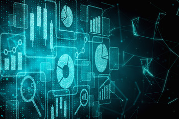 Naklejka premium Digital business hologram background