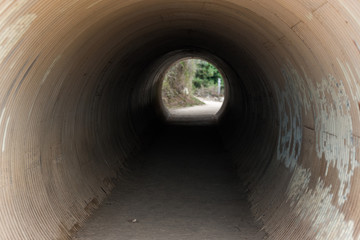 Canalization tunnel at the McWay Falls trail in Big Sur, California, USA.