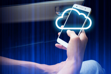 man use snartphone on car with connect network concept