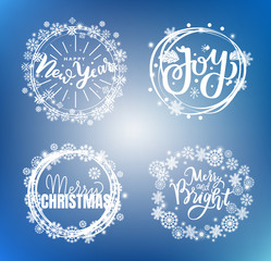 Merry Christmas, Happy New Year, Bright Joy Text