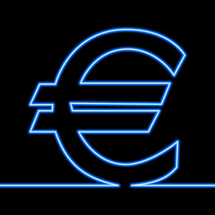 One line drawing of euro sign continuous line neon