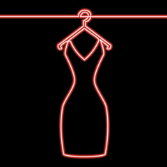 one line woman dress on hanger neon concept