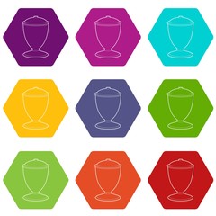 Urn icons 9 set coloful isolated on white for web