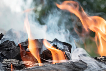 Burning paper close-up