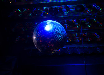 blue discoball in darkness