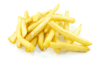 French Fries on white background, Close up.
