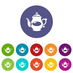Kettle porcelain icons color set vector for any web design on white background