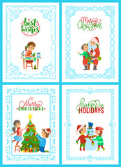 Christmas Holidays Activities Greeting Cards Set