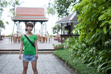 Fototapeta na wymiar Asian Female model poses for pictures in Bangkok, Thailand