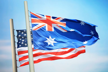 Flags of the USA and Australia