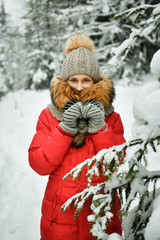 Portrait beautiful young woman in winter jacket