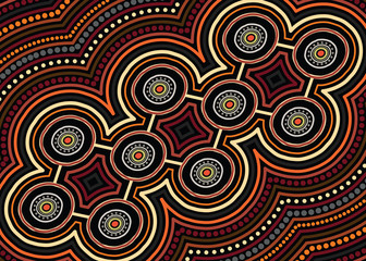 Fototapeta premium Aboriginal dot art vector painting. Connection concept